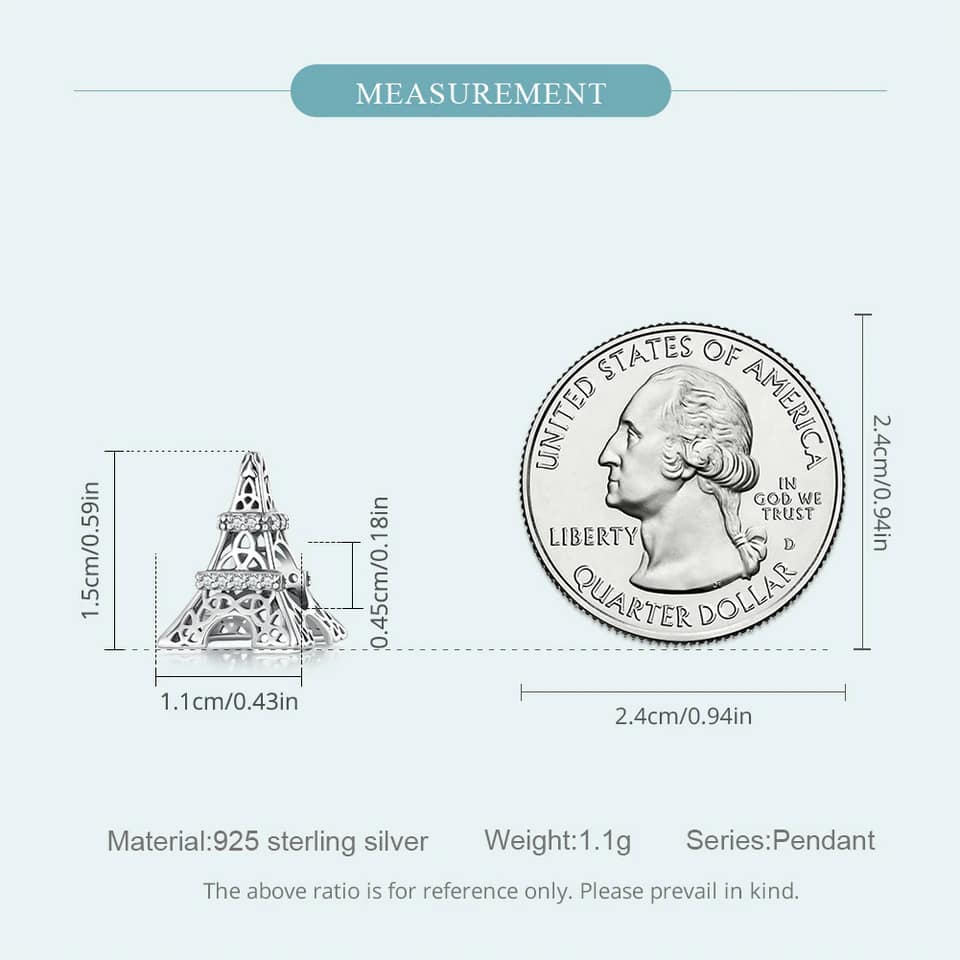 Eiffel Tower Charm for Pandora Bracelet | S925 Sterling Silver | Go Glam Girl 10 S925 Eiffel Tower Charm | Go Glam Girl jewelry shop