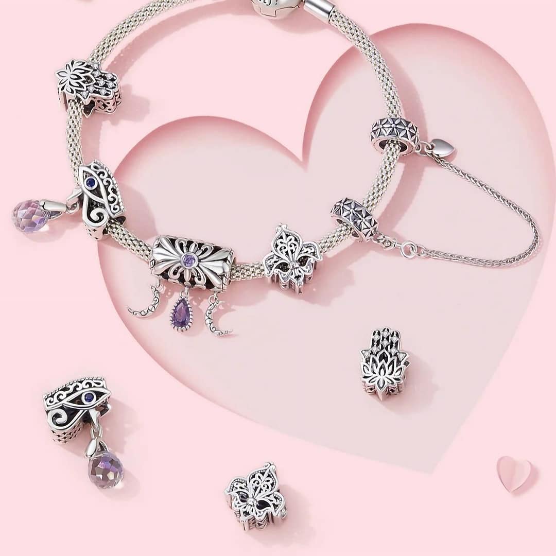 Guardian Fatima Hand Charm for Pandora Bracelet | S925 Sterling Silver | Go Glam Girl 10 S925 Guardian Charms Collection | Go Glam Girl jewelry shop