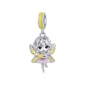 S925 sterling silver Sunbeam Fairy charm with golden-yellow wings and lilac accents