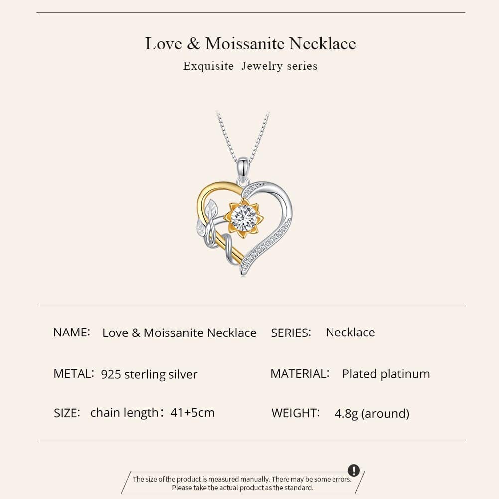 Heart & Moissanite Flower Necklace | S925 Sterling Silver | Go Glam Girl 10 S925 Heart & Moissanite Flower Necklace | Fine Jewelry | Go Glam Girl jewelry shop