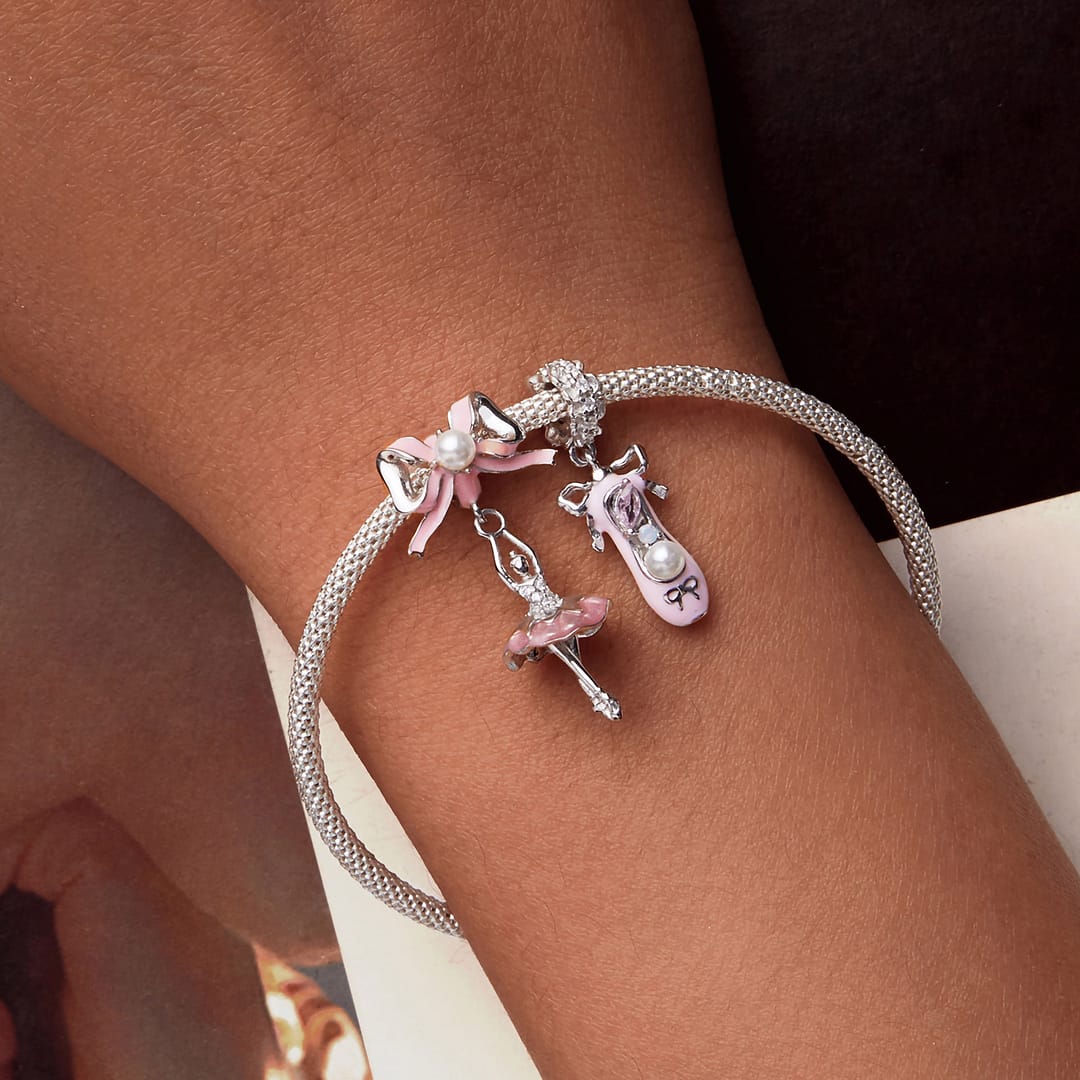 Braccialetto Con Charm Love Dance Per Ballerine - Regolabile, Rosa E Viola, Con Ciondoli A Tema Danza - 5
