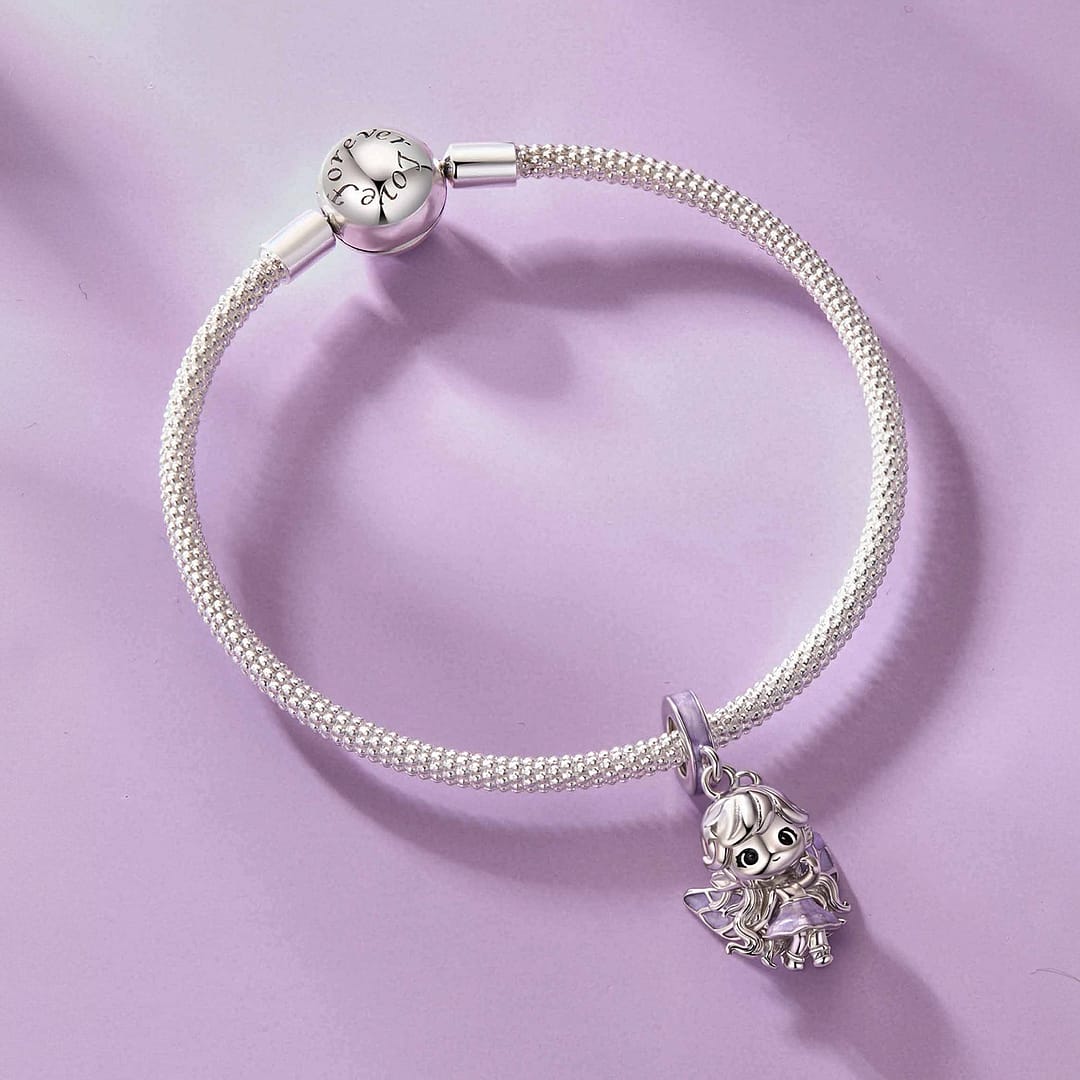 Lavender Sky Fairy Charm for Pandora Bracelet | Disney Lovers gift | S925 Sterling Silver | Go Glam Girl 5 S925 sterling silver Lavender Sky Fairy charm with soft lavender enamel and star details