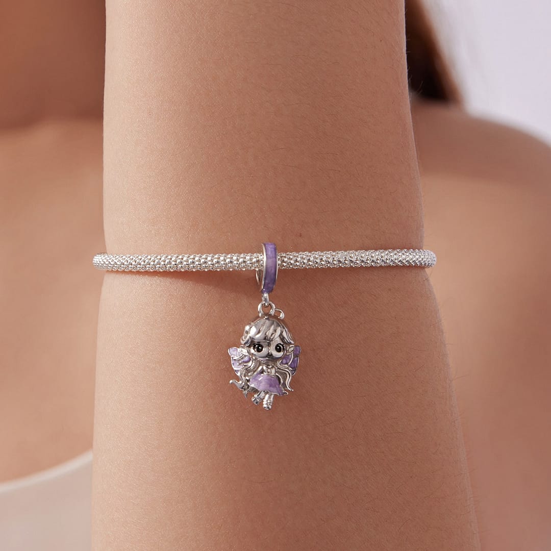 Lavender Sky Fairy Charm for Pandora Bracelet | Disney Lovers gift | S925 Sterling Silver | Go Glam Girl 4 S925 sterling silver Lavender Sky Fairy charm with soft lavender enamel and star details