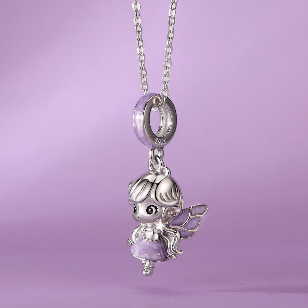 Lavender Sky Fairy Charm for Pandora Bracelet | Disney Lovers gift | S925 Sterling Silver | Go Glam Girl 2 S925 sterling silver Lavender Sky Fairy charm with soft lavender enamel and star details