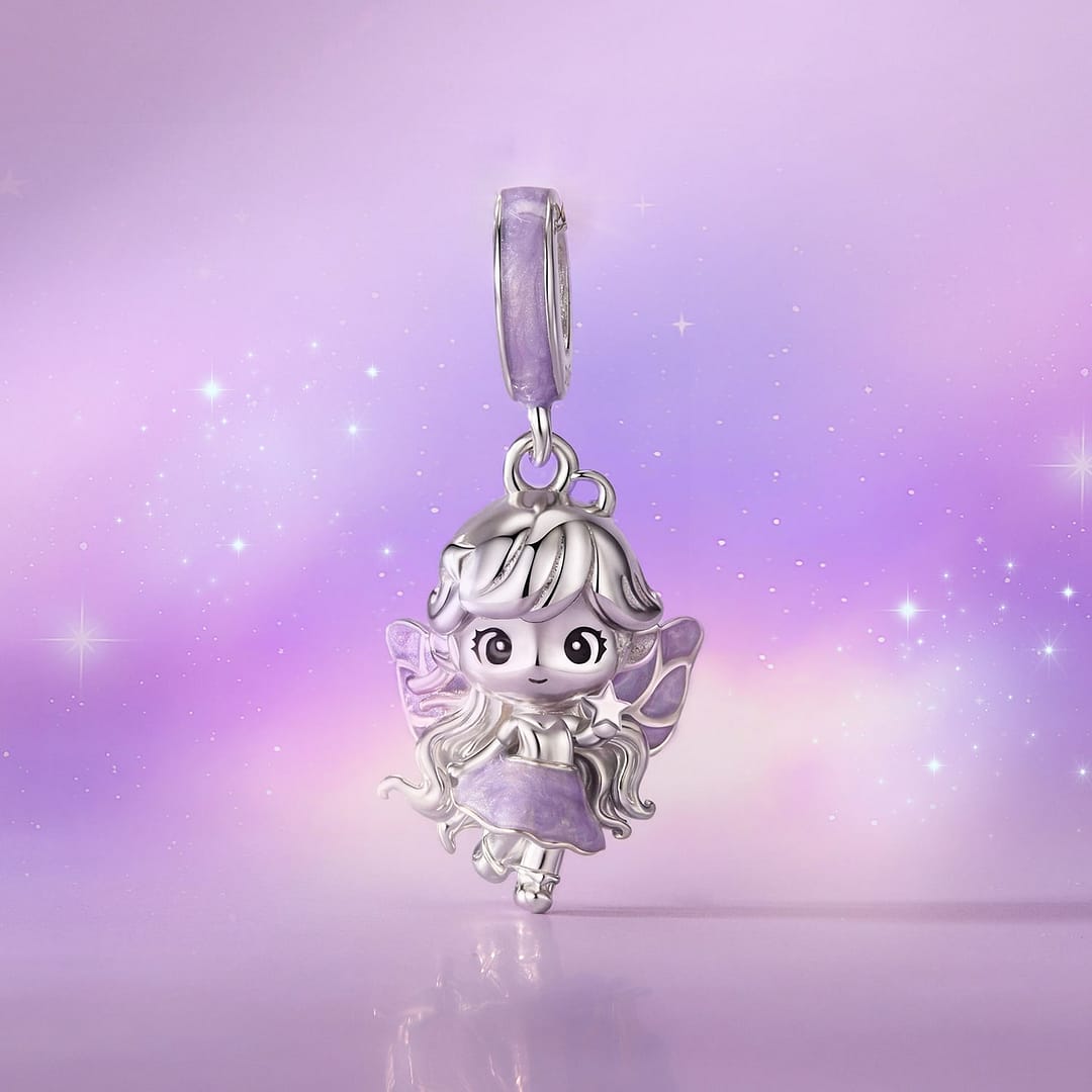 Lavender Sky Fairy Charm for Pandora Bracelet | Disney Lovers gift | S925 Sterling Silver | Go Glam Girl 7 S925 sterling silver Lavender Sky Fairy charm with soft lavender enamel and star details