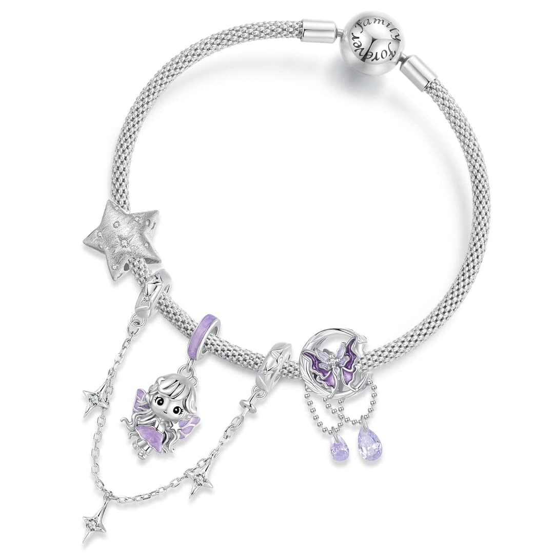 Lavender Sky Fairy Charm for Pandora Bracelet | Disney Lovers gift | S925 Sterling Silver | Go Glam Girl 16 S925 sterling silver Lavender Sky Fairy charm with soft lavender enamel and star details