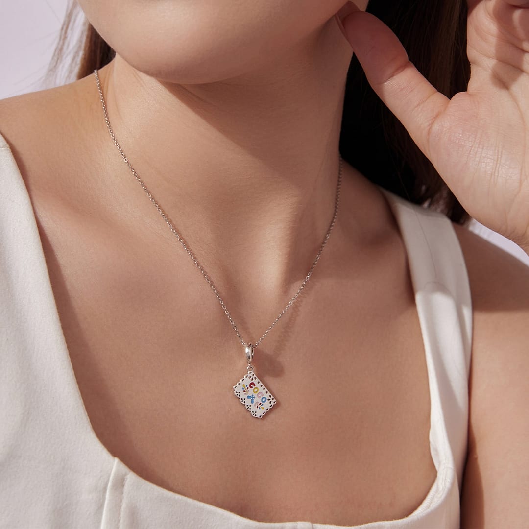 Papel Picado “Coco” Dangle Charm for Pandora Bracelet | Disney Lovers gift | S925 Sterling Silver | Go Glam Girl 8 Sterling silver Papel Picado “Coco” charm with colorful enamel details and intricate cutout lace design