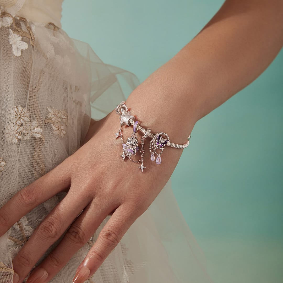 Lavender Sky Fairy Charm for Pandora Bracelet | Disney Lovers gift | S925 Sterling Silver | Go Glam Girl 15 S925 sterling silver Lavender Sky Fairy charm with soft lavender enamel and star details