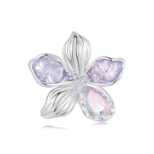 Monet's Garden Flower Stopper Charm - Sterling silver flower charm with pink and purple glass accents. Perfect for charm bracelets.