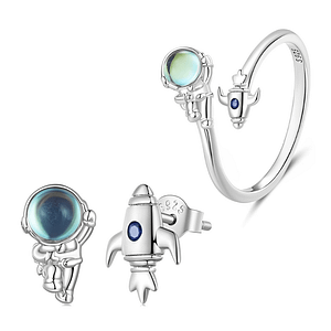 S925 Spaceman & Spacecraft Jewelry set | Space Collection | Go Glam Girl jewelry shop