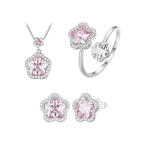 S925 Sparkling Cherry Blossom Jewelry Set | Go Glam Girl jewelry shop