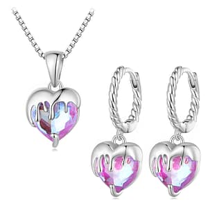 S925 Pink Melted Heart Jewelry Set | Go Glam Girl jewelry shop