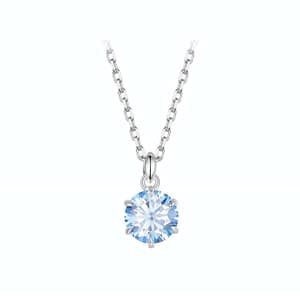 Experience oceanic allure with our Aquamarine Moissanite Necklace. Sterling silver beauty with a 1-carat moissanite, a sea-inspired masterpiece 🌊💎