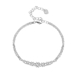 Adjustable Strand Moissanite Bracelet - Sterling Silver Cascading Moissanite Stones Bracelet with Elegant Design. Shine with Sophistication.