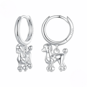 Sterling silver Poodle drop earrings - adorable accessories for dog lovers. Hypoallergenic and stylish jewelry.