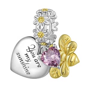 S925 Bee & Hearts Dangle Charm | Daisy Heart Language Collection | Go Glam Girl jewelry shop