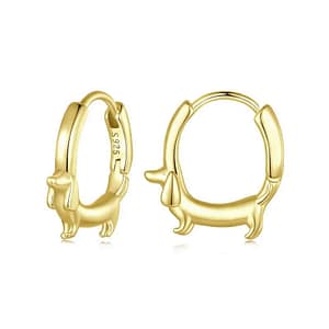 Gold Dachshund Dog Hoop Earrings, a whimsical accessory for dog enthusiasts. Playful and elegant golden hoops with charming dog design. Ideal gift for pet lovers. 🐶👂