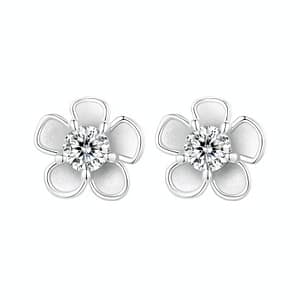 Elevate your style with Moissanite Sakura Stud Earrings, s925 sterling silver floral design adorned with sparkling moissanite stones. Chic elegance for any occasion