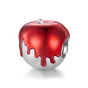 Shiny s925 sterling silver apple charm with red enamel candy coating, ideal for autumn fashion, jewelry for food lovers 🍎🍬.