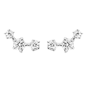 Tiny Moissanite Constellation Stud Earrings featuring three sparkling moissanite stones forming a star constellation on sterling silver studs. Celestial-inspired jewelry for a touch of elegance and charm.