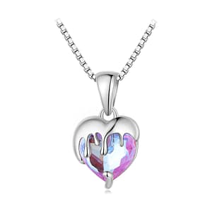S925 Pink Melted Heart Necklace | Go Glam Girl jewelry shop