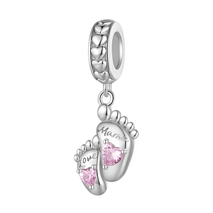 S925 Motherly Love Footprint Dangle Charm | Motherly Love Collection | Go Glam Girl jewelry shop