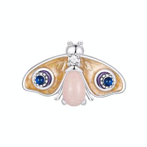 S925 sterling silver Luminous Orange Moth Stopper Charm. Vibrant orange hues, sparkling cubic zirconia, and a glowing lower body. Perfect for spring. From the Luminous Night Charms Collection.