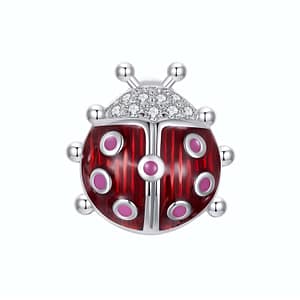 S925 sterling silver Luminous Ladybug Charm with glowing dots. Cute and sparkling, perfect for spring. From the Luminous Night Charms Collection. #SpringJewelry #LadybugCharm #LuminousNightCollection