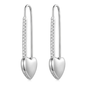S925 Heart-Shaped Safety Pin Hoop Earrings | Safety Pin Collection | Go Glam Girl jewelry shop