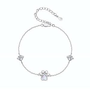 S925 Cute Opal Paw Print Chain Bracelet | Go Glam Girl jewelry shop