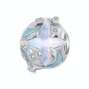 Starry Sky Round Charm in Sterling Silver with Celestial Opals and Cubic Zirconia Stones - Enchanted Starry Sky Collection