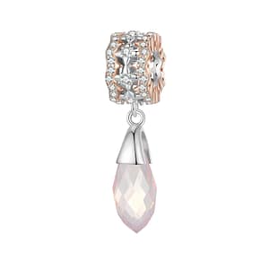 Elegant Rose Gold Autumn Dangle Charm with sparkling stars and pink glass crystal, perfect for autumn-themed jewelry. Made of s925 sterling silver.