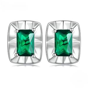 S925 Shiny Green Zircon Square Stud Earrings | Simple Earrings Collection | Go Glam Girl jewelry shop