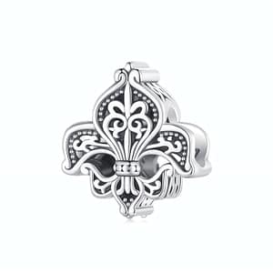Sterling silver Guardian Fleur de Lis Charm symbolizing protection and grace, ideal for elegant accessories.