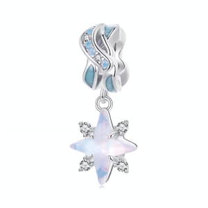 Starry Sky Dangle Charm - Sterling Silver with Blue Enamel, Opals, and Cubic Zirconia Stones - Celestial Jewelry