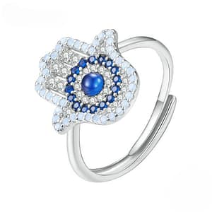 S925 Fatima Hand Evil Eye Ring | Demon's Eye Collection | Go Glam Girl jewelry shop