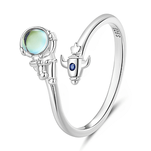 S925 Spaceman & Spacecraft Open Ring | Space Collection | Go Glam Girl jewelry shop