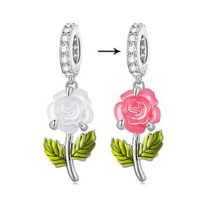 S925 Thermochromic Rose Dangle Charm | Go Glam Girl jewelry shop