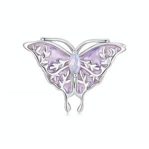 Sterling silver butterfly charm with opal stone, part of Monet's Garden Charms Collection, nature-inspired jewelry.