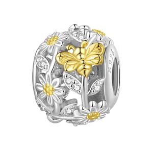 S925 Bee & Daisies Charm | Daisy Heart Language Collection | Go Glam Girl jewelry shop