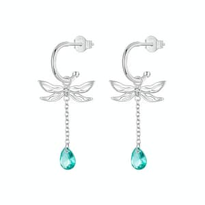 Dragonfly Dangle Earrings: Sterling silver hoops with turquoise charm. Nature-inspired elegance for a whimsical touch. Perfect for any occasion.