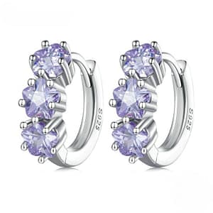Purple Flower Zircon Hoop Earrings | Go Glam Girl shop