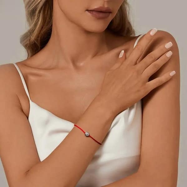Affordable Glam: Moissanite Jewelry That Looks Expensive But Won't Break the Bank 28 Moissanite Red Rope Bracelet with 1-carat stone on silver extension. Exquisite jewelry for elegance and style.