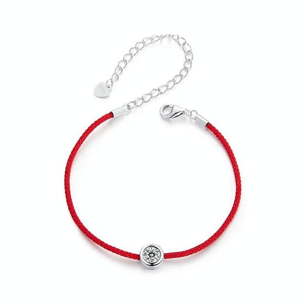 Affordable Glam: Moissanite Jewelry That Looks Expensive But Won't Break the Bank 24 Moissanite Red Rope Bracelet with 1-carat stone on silver extension. Exquisite jewelry for elegance and style.