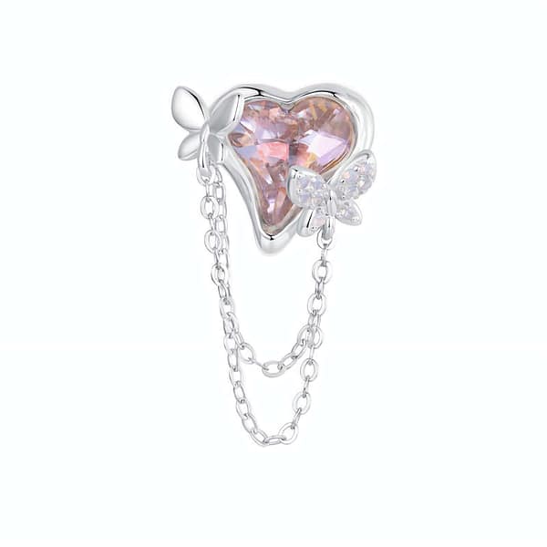 Buzzworthy Beauties: 10 Must-Have Bug-Inspired Jewelry Pieces of 2023 27 Sterling silver charm featuring opal-studded butterflies on heart-shaped pink glass, part of Monet's Garden Charms Collection
