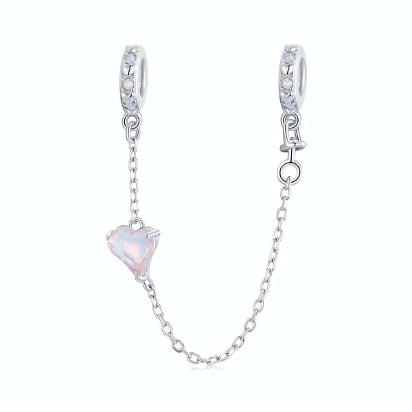 From Teddy Bears to Heartfelt Tokens: The Evolution of Love on Valentine's Day 6 S925 sterling silver Pink Heart Love Safety Chain Charm with opal stones. Elegant two-stopper design, perfect for securing your style with love. Ideal for Valentine's Day gifting.