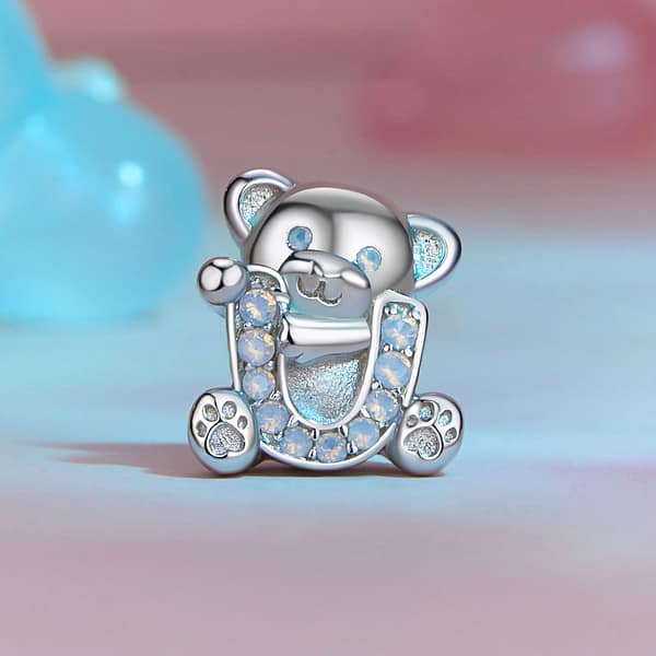 From Teddy Bears to Heartfelt Tokens: The Evolution of Love on Valentine's Day 19 S925 sterling silver U Letter Teddy Bear Love Charm. Opal-studded bear hugs the letter 'U,' a perfect addition to the Teddy Bears Love Charms Collection. Ideal for Valentine's Day gifting. #LoveCharm #TeddyBearJewelry #ValentinesGift