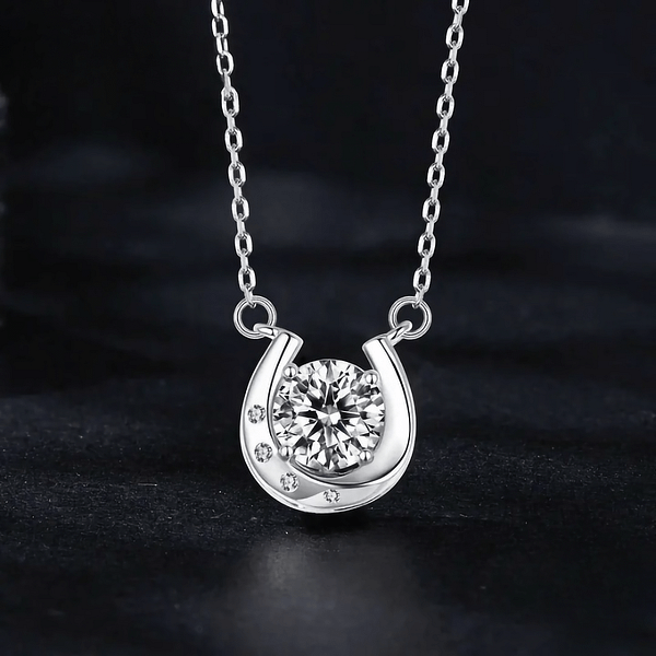 Affordable Glam: Moissanite Jewelry That Looks Expensive But Won't Break the Bank 47 Capture luck and luxury with our Horseshoe Moissanite Necklace. Sterling silver adorned with cubic zirconia, showcasing a radiant 1-carat moissanite. Elevate your style!