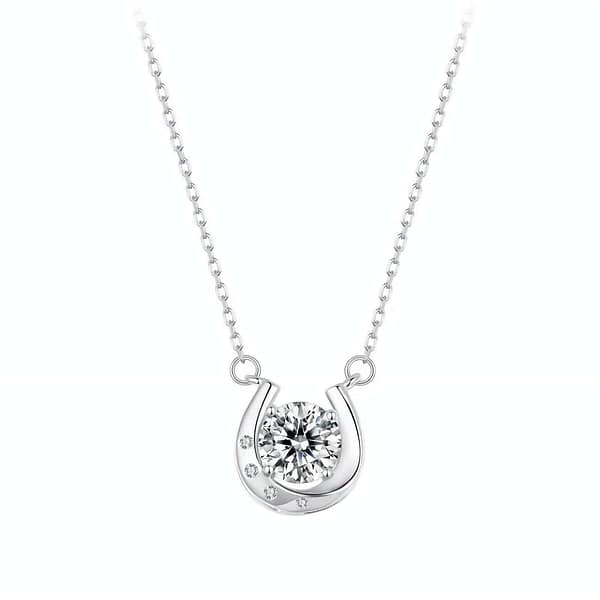 Affordable Glam: Moissanite Jewelry That Looks Expensive But Won't Break the Bank 44 Capture luck and luxury with our Horseshoe Moissanite Necklace. Sterling silver adorned with cubic zirconia, showcasing a radiant 1-carat moissanite. Elevate your style!