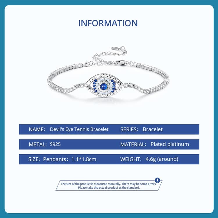 Adjustable Evil Eye Tennis Bracelet | S925 Sterling Silver | Go Glam Girl 14 S925 Adjustable Evil Eye Tennis Bracelet | Demon's Eye Collection | Go Glam Girl jewelry shop